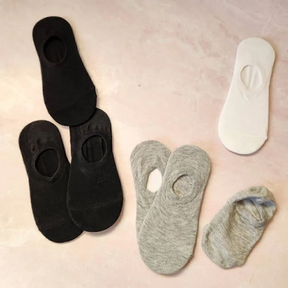 Boys socks no show grey black white New foot size 7-9 year